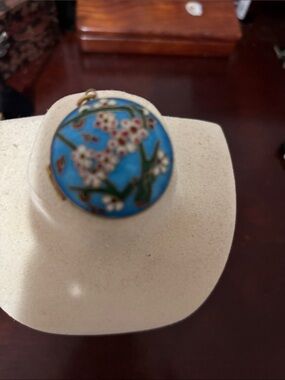 Enamel Floral Pendant in Bright Turquoise Blue